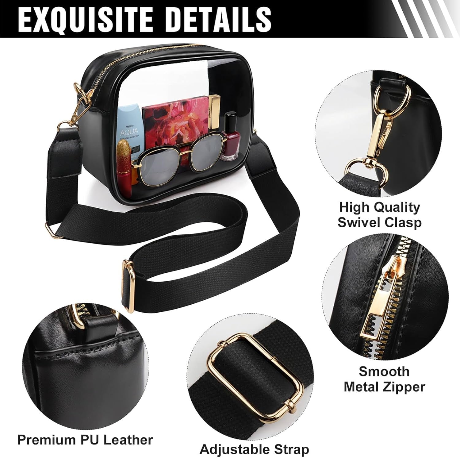 Clear Purse for Women, Clear Bag Stadium Approved, Transparent Crossbody Bag